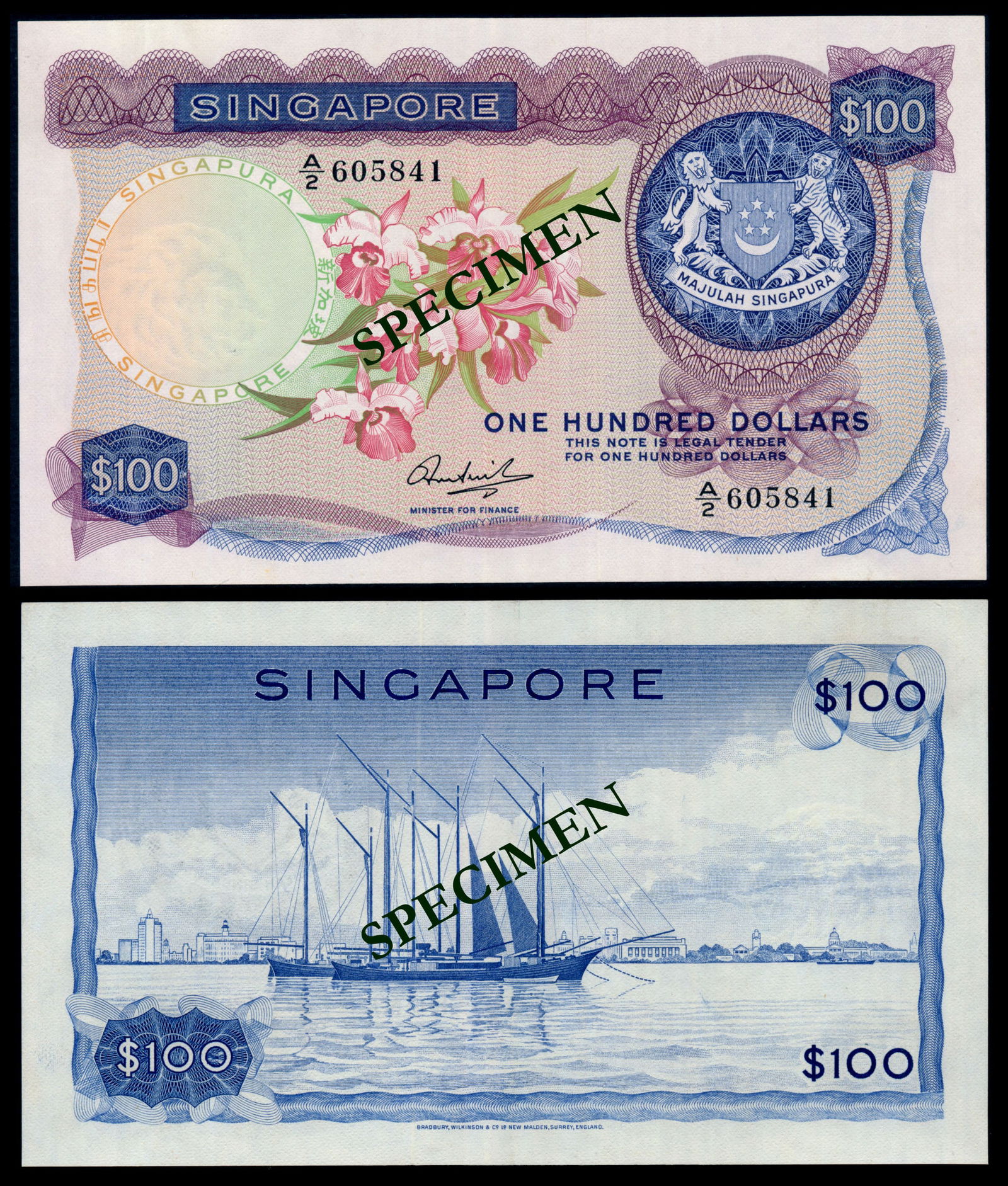 Singapore $100 1972 HSS w/o seal (1 of 1)