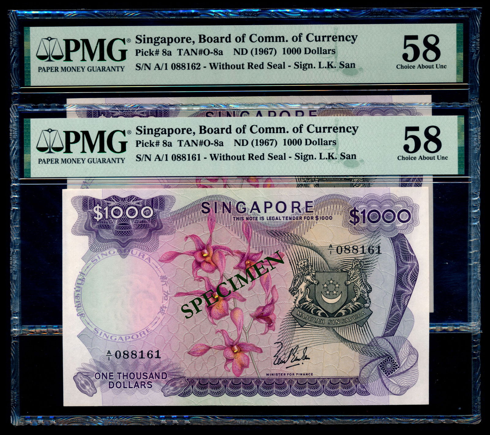 Singapore 2x$1000 1967 LKS PMG (1 of 1)