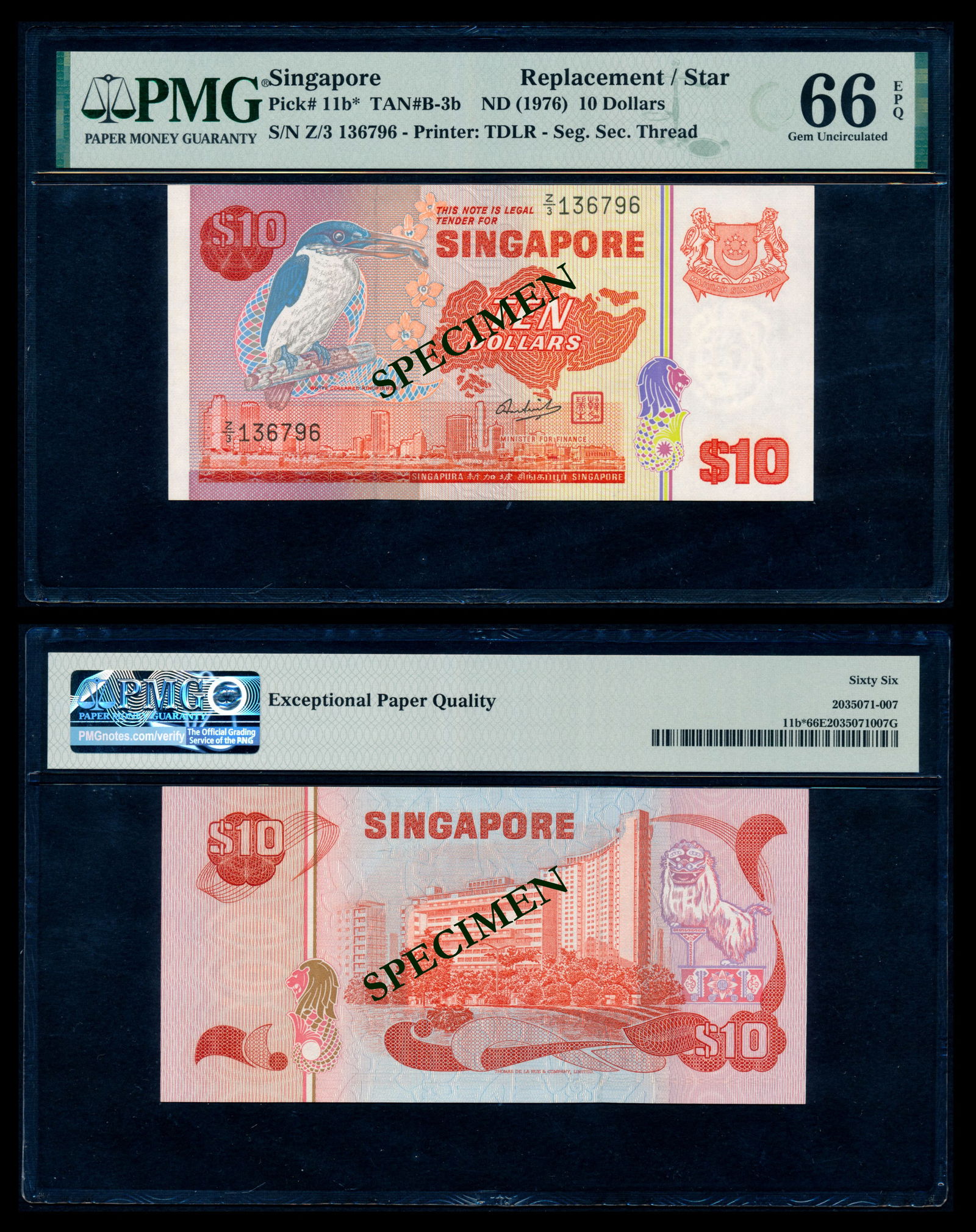 Singapore $10 1976 bird replacement PMG (1 of 1)