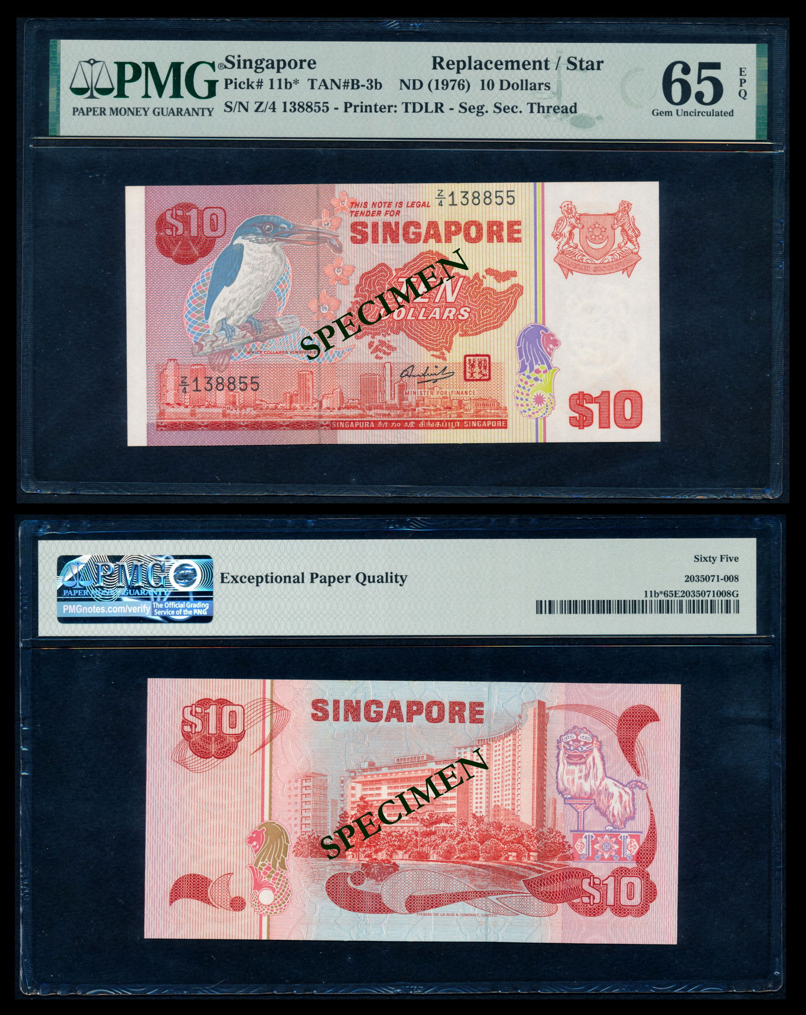 Singapore $10 1976 bird replacement PMG (1 of 1)