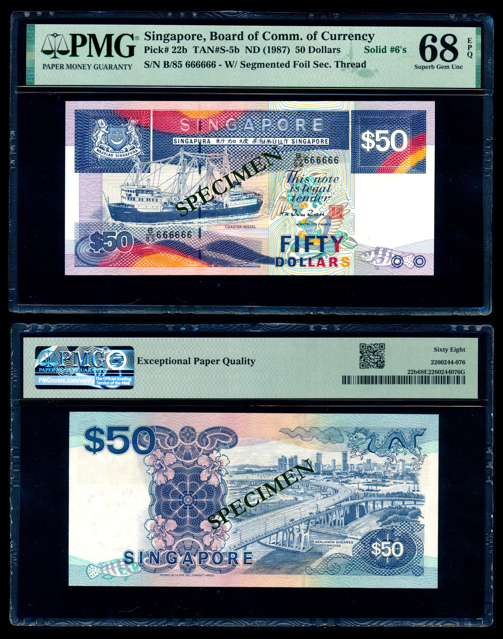 Singapore $50 1987 ship PMG (1 of 1)
