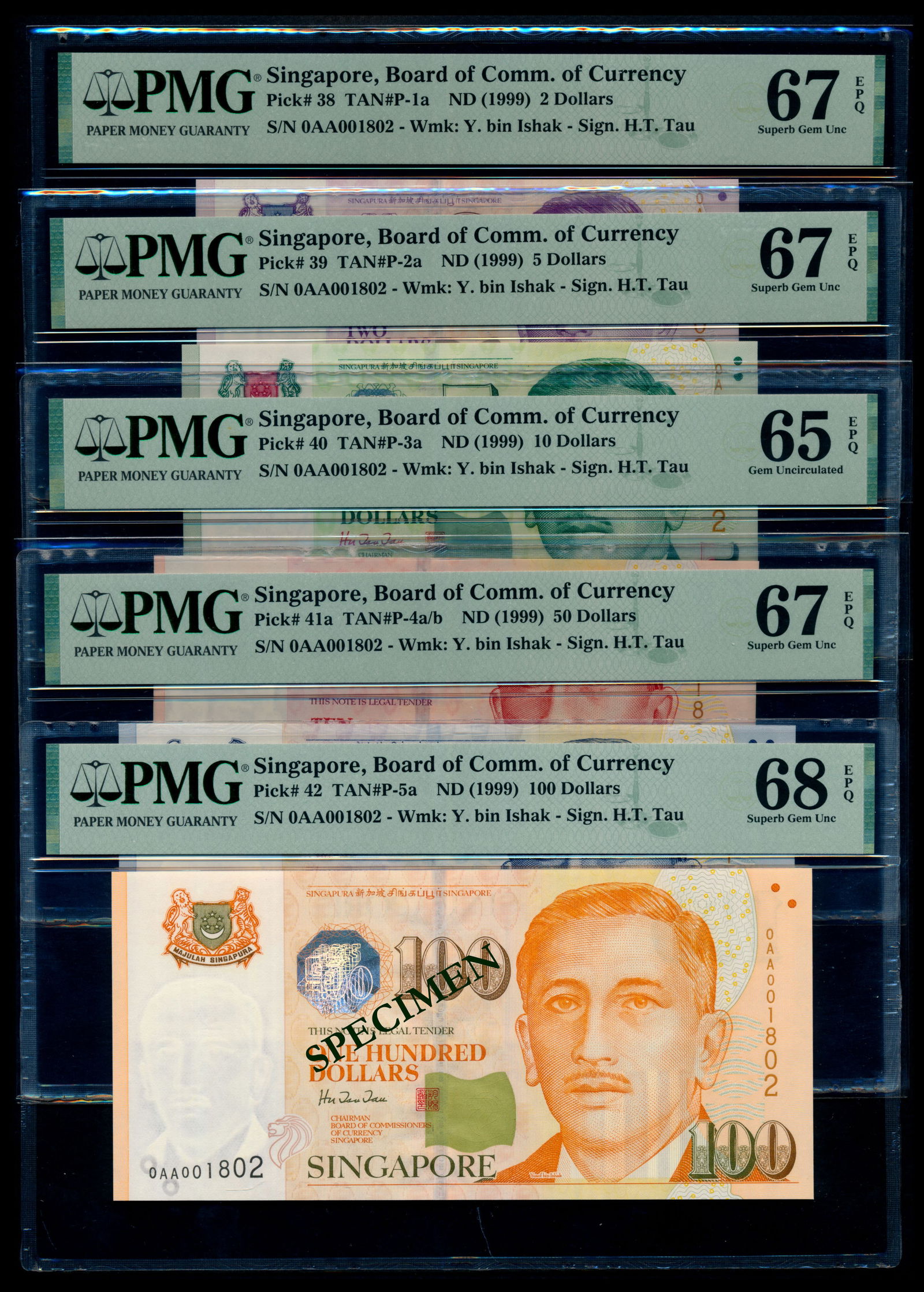 5 Singapore $2-$100 1999 HTT same 1st prefix (1 of 1)