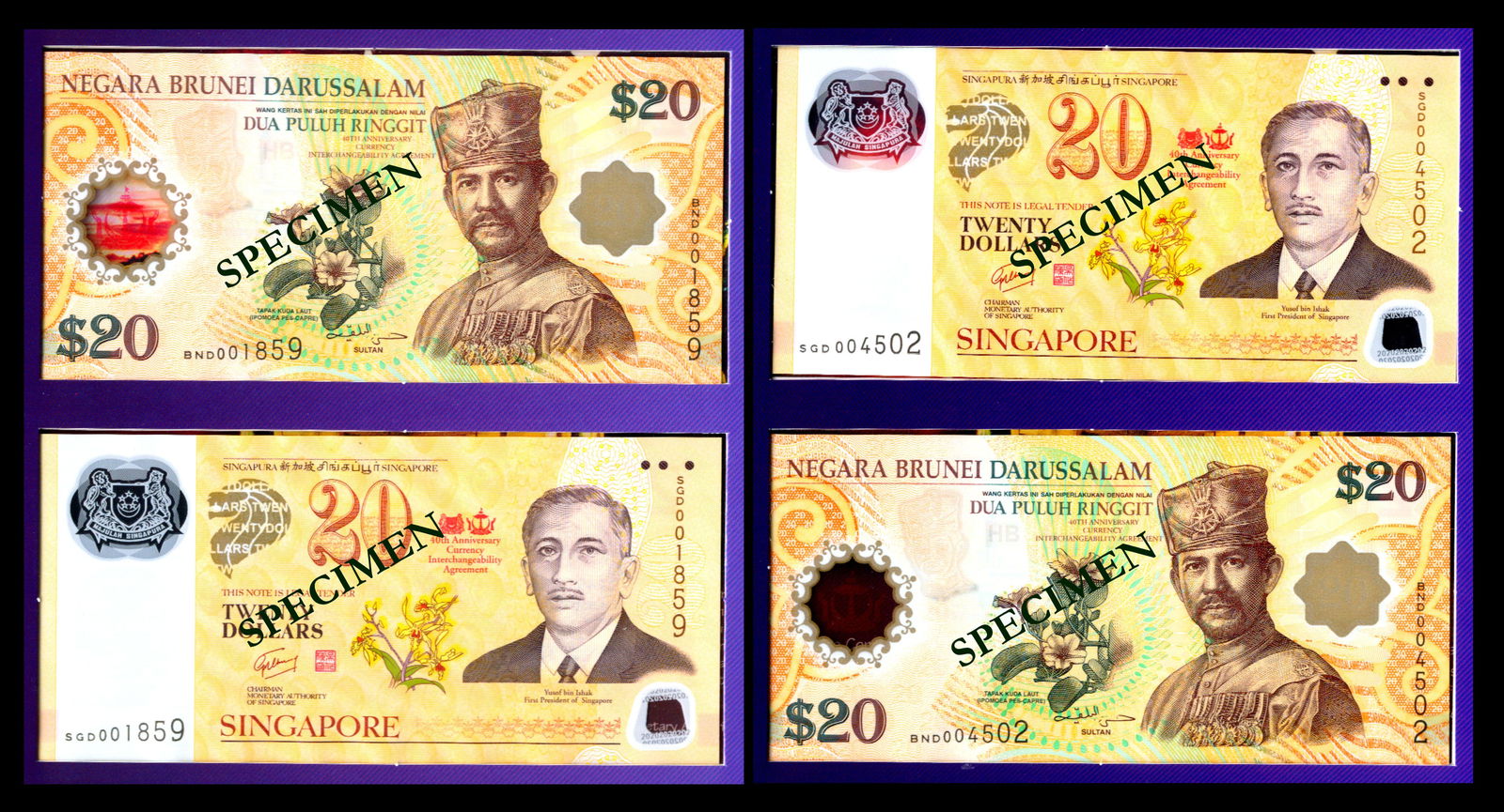 4 Singapore $20 Brunei $20 2007 (1 of 1)