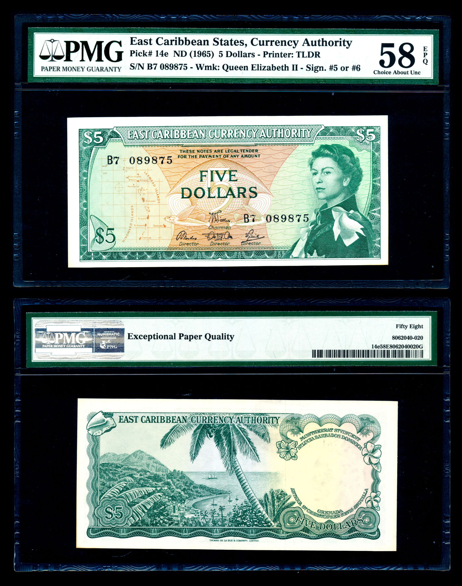 East Caribbean States $5 1965 QEII PMG (1 of 1)