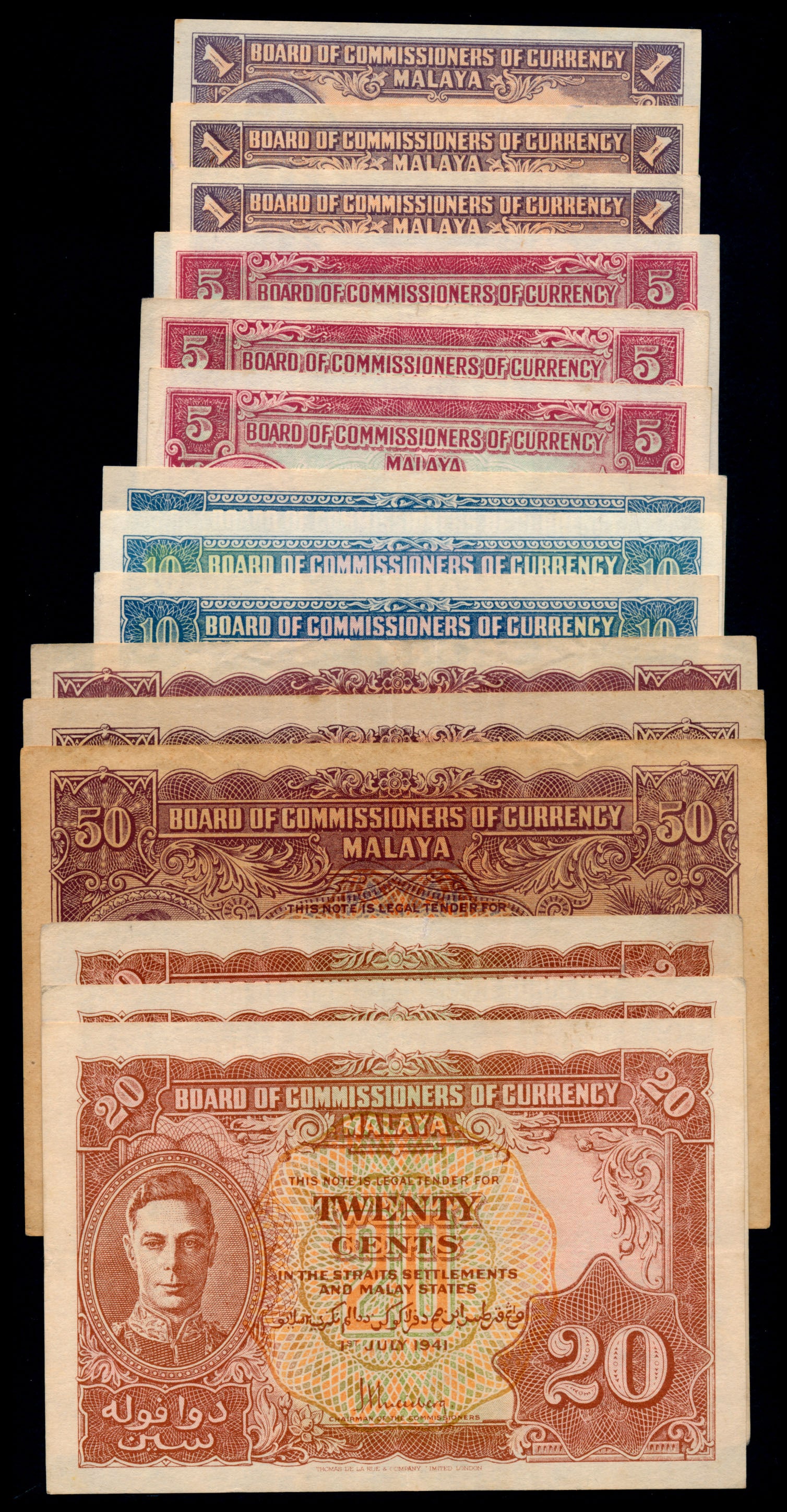 15 Malaya 1c-50c 1941 KGVI (1 of 1)
