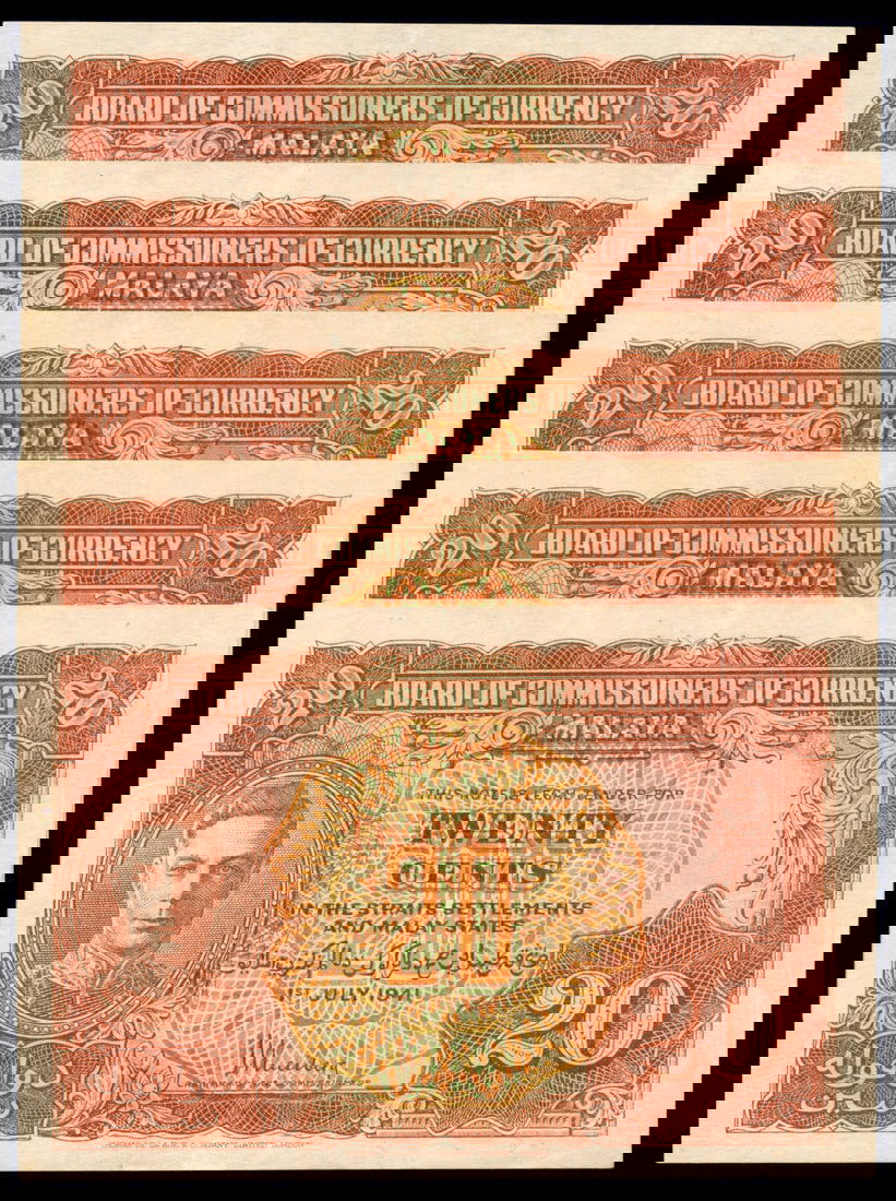 Malaya 5x20c 1941 KGVI (1 of 1)