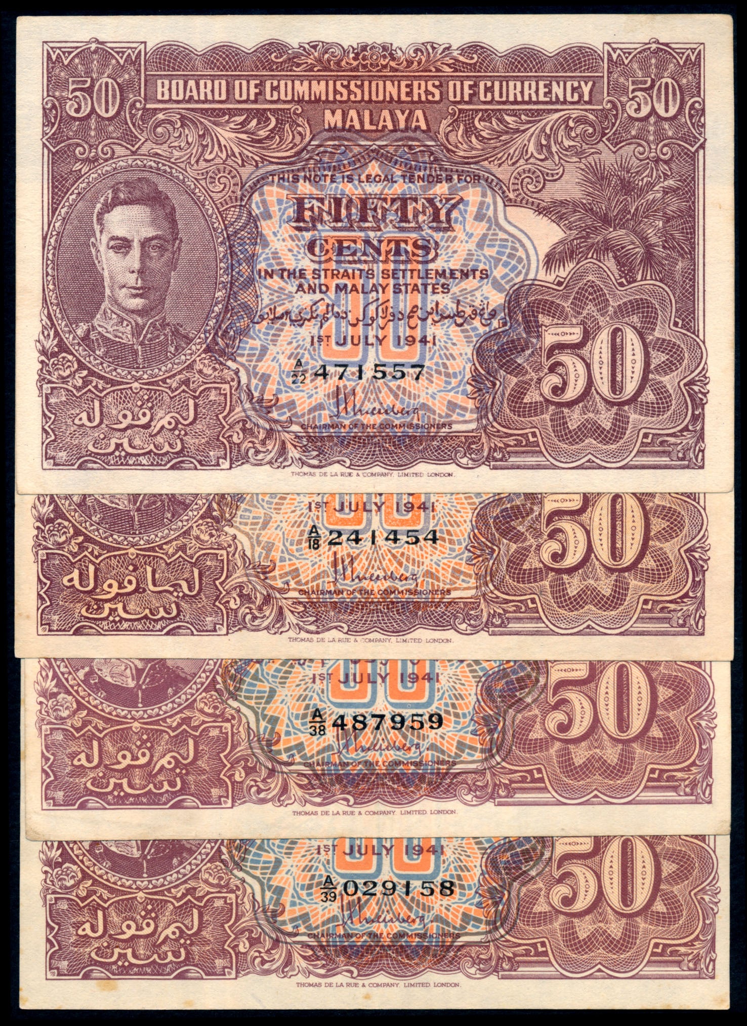 Malaya 4x50c 1941 KGVI (1 of 1)