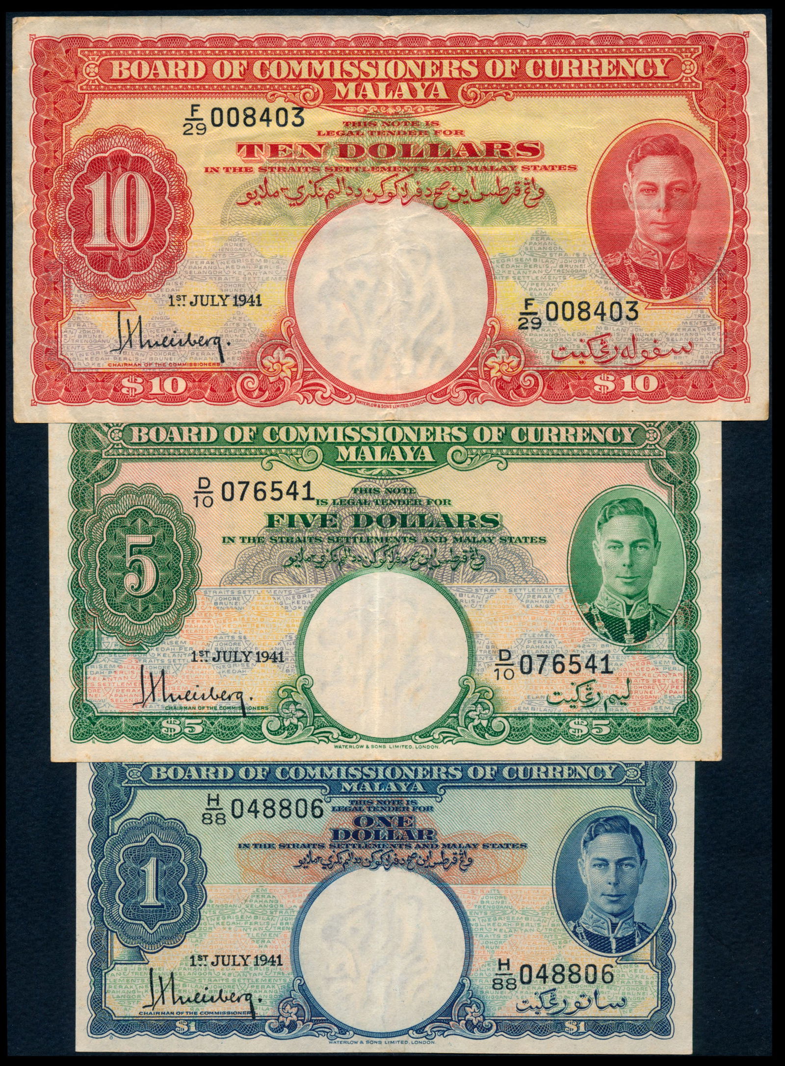 3 Malaya $1-$10 1941 KGVI (1 of 1)