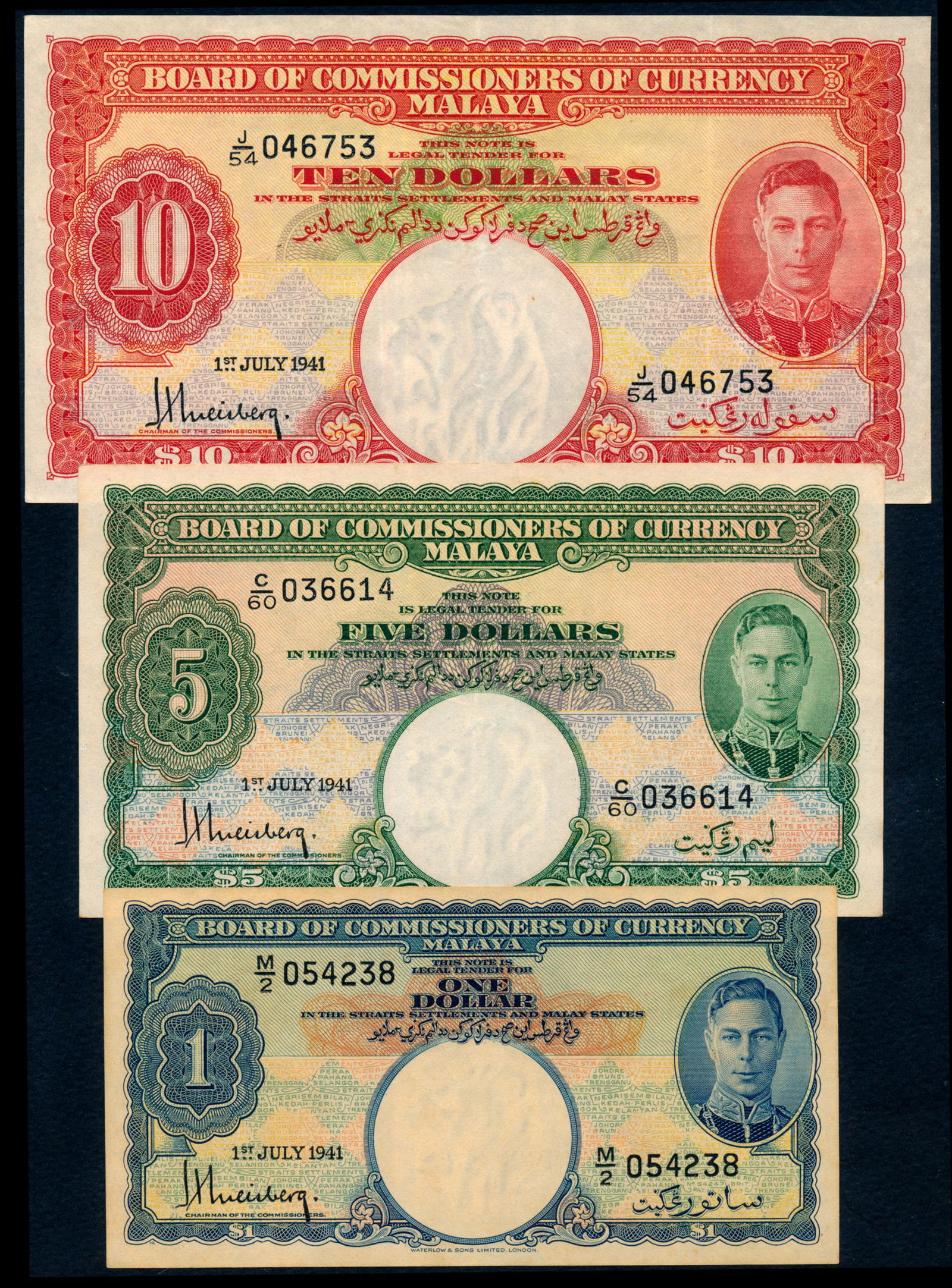 3 Malaya $1-$10 1941 KGVI (1 of 1)