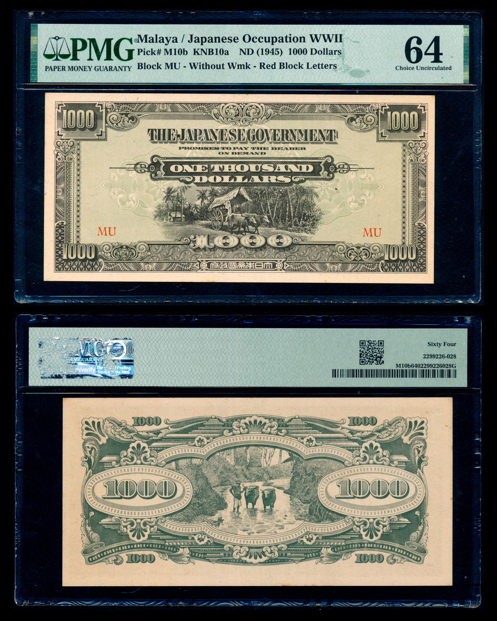 Malaya Jap Govt $1000 1945 PMG (1 of 1)