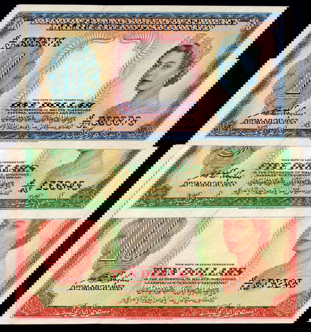 3 Malaya Br Borneo $1-$10 1953 QEII (1 of 1)