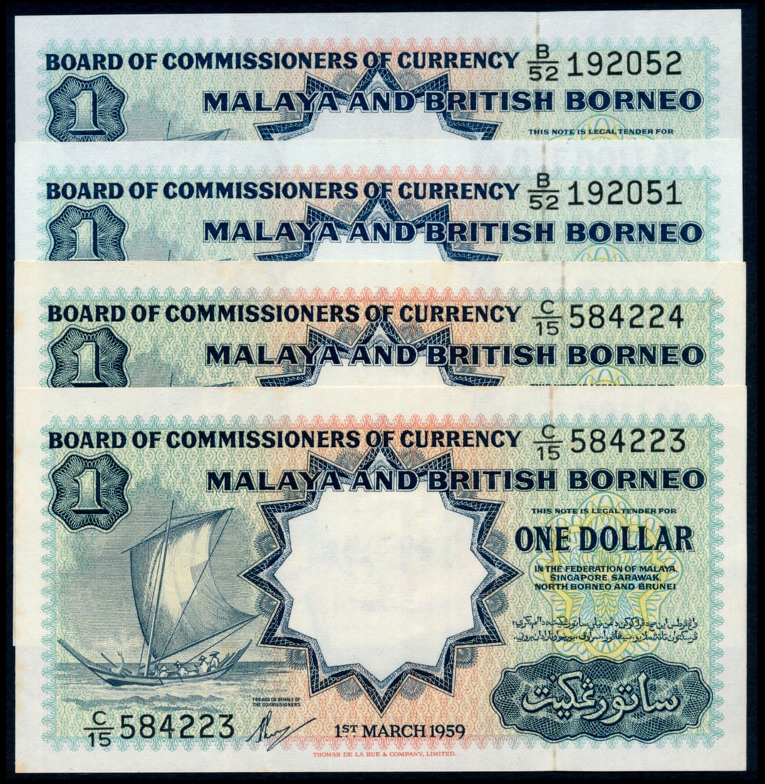 Malaya Br Borneo 4x$1 1959 sailing boat TDLR (1 of 1)