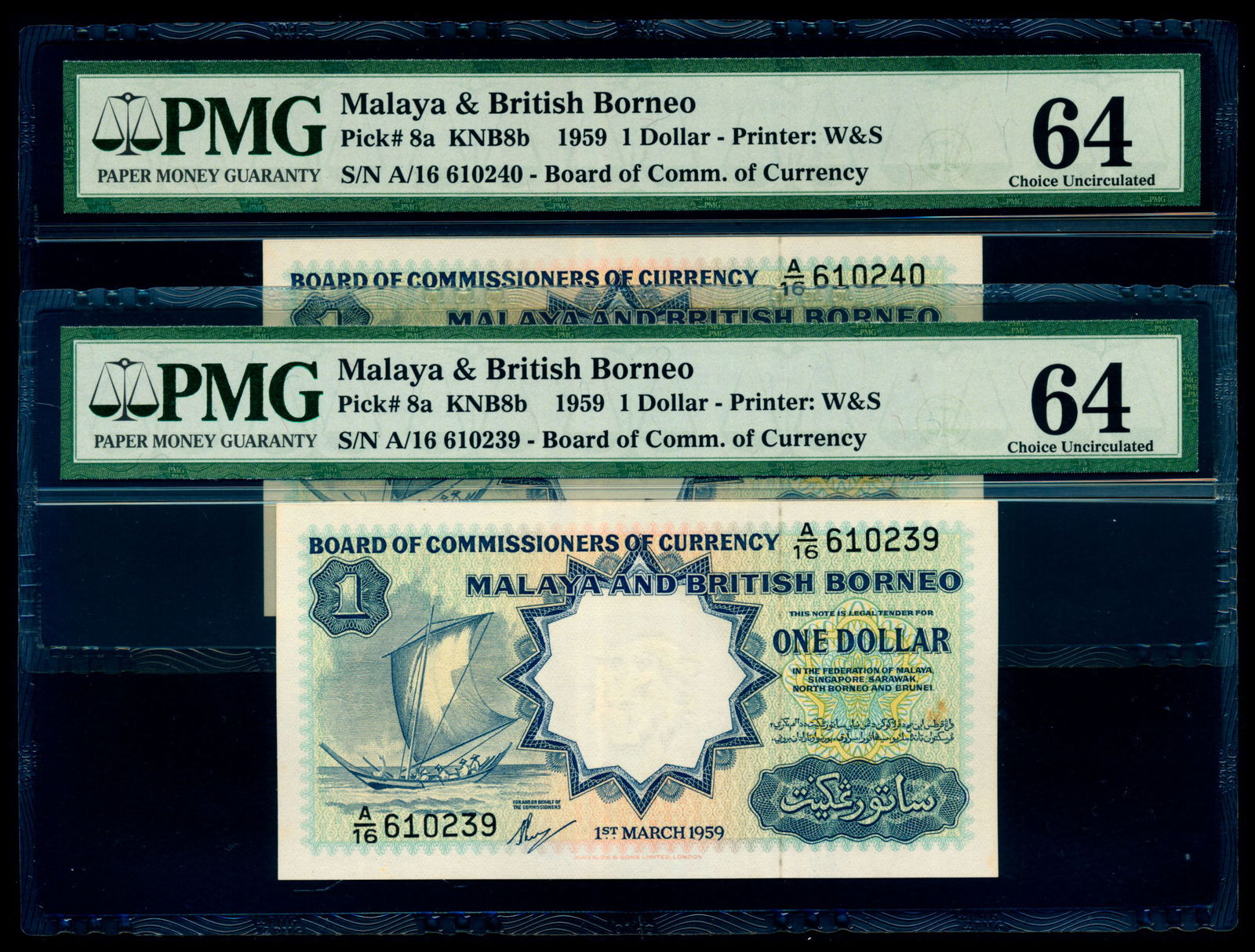 Malaya Br Borneo 2x$1 1959 sailing boat W&S (1 of 1)