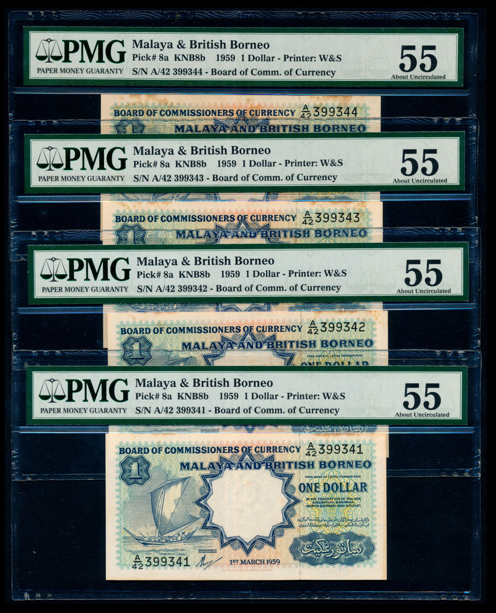 Malaya Br Borneo 4x$1 1959 sailing boat W&S (1 of 1)