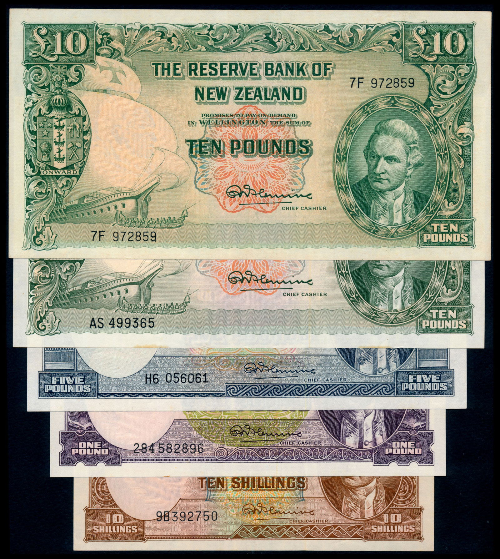 5 New Zealand 10 Shillings-10 Pounds 1956-67 (1 of 1)