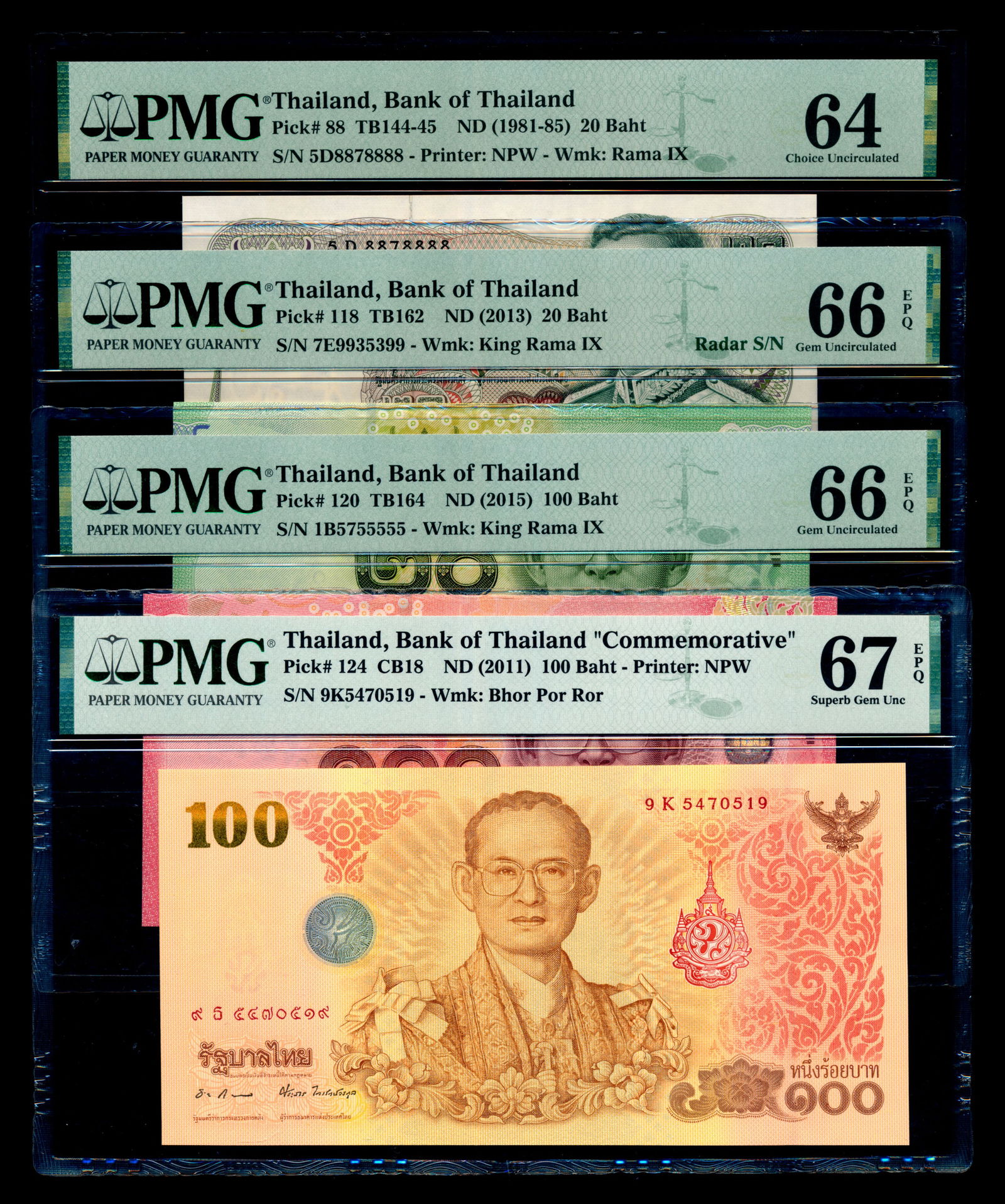 Thailand 20-100 Baht 1981-2015 PMG (1 of 1)