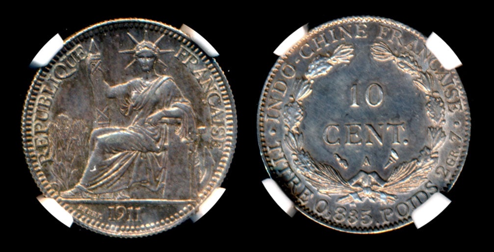 French Indo-China 10c 1911A NGC (1 of 1)