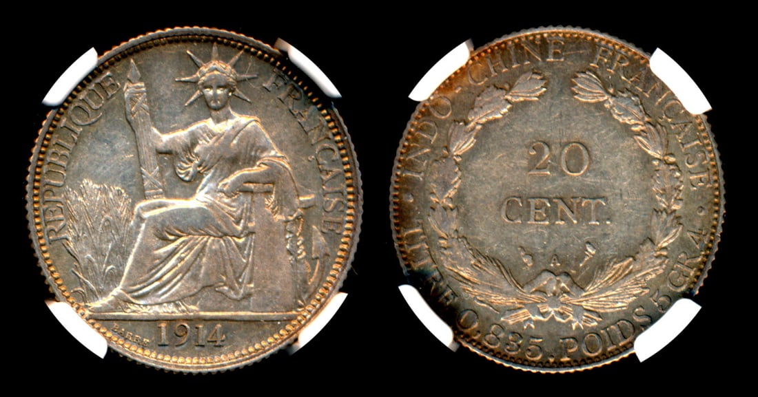 French Indo-China 20 Cents 1914A NGC (1 of 1)