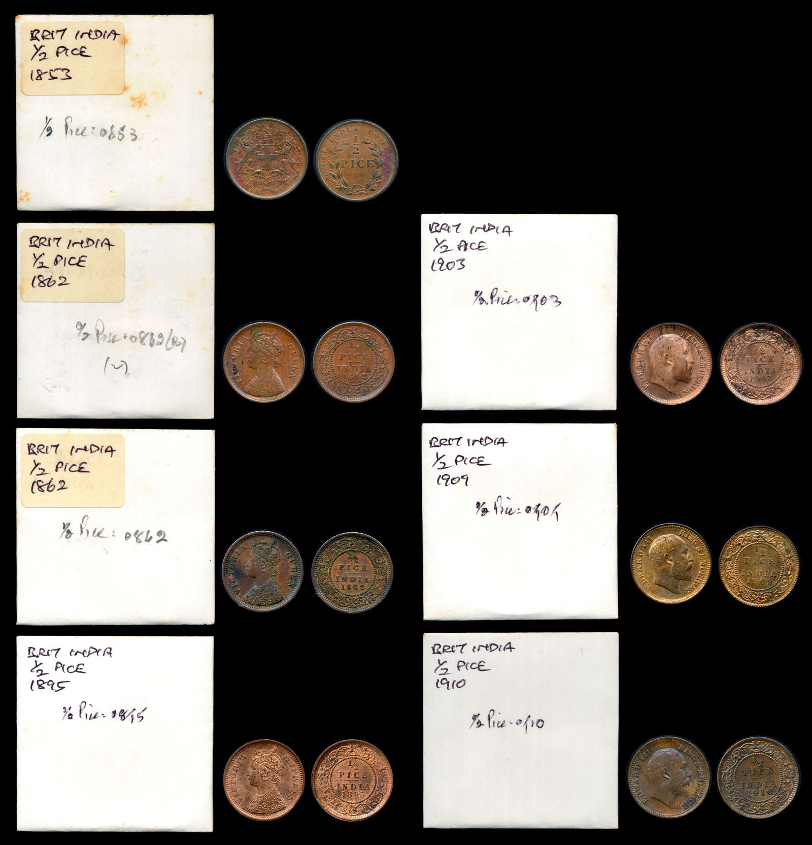 7 India 1/2 Pice 1853-1910 (1 of 1)