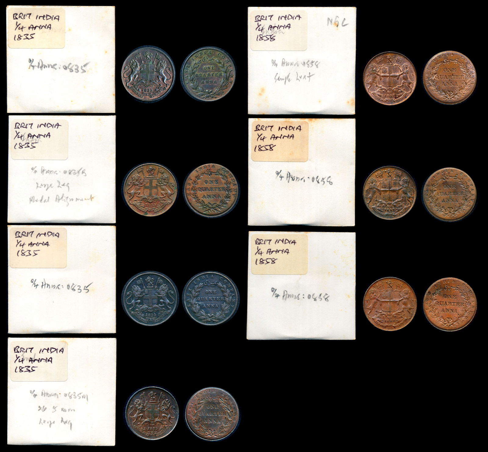 7 India 1/4 Anna 1835-58 (1 of 1)