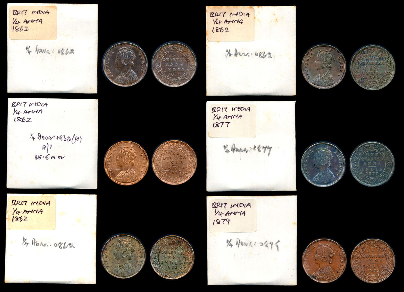 6 India QV 1/4 Anna 1862-79 (1 of 1)