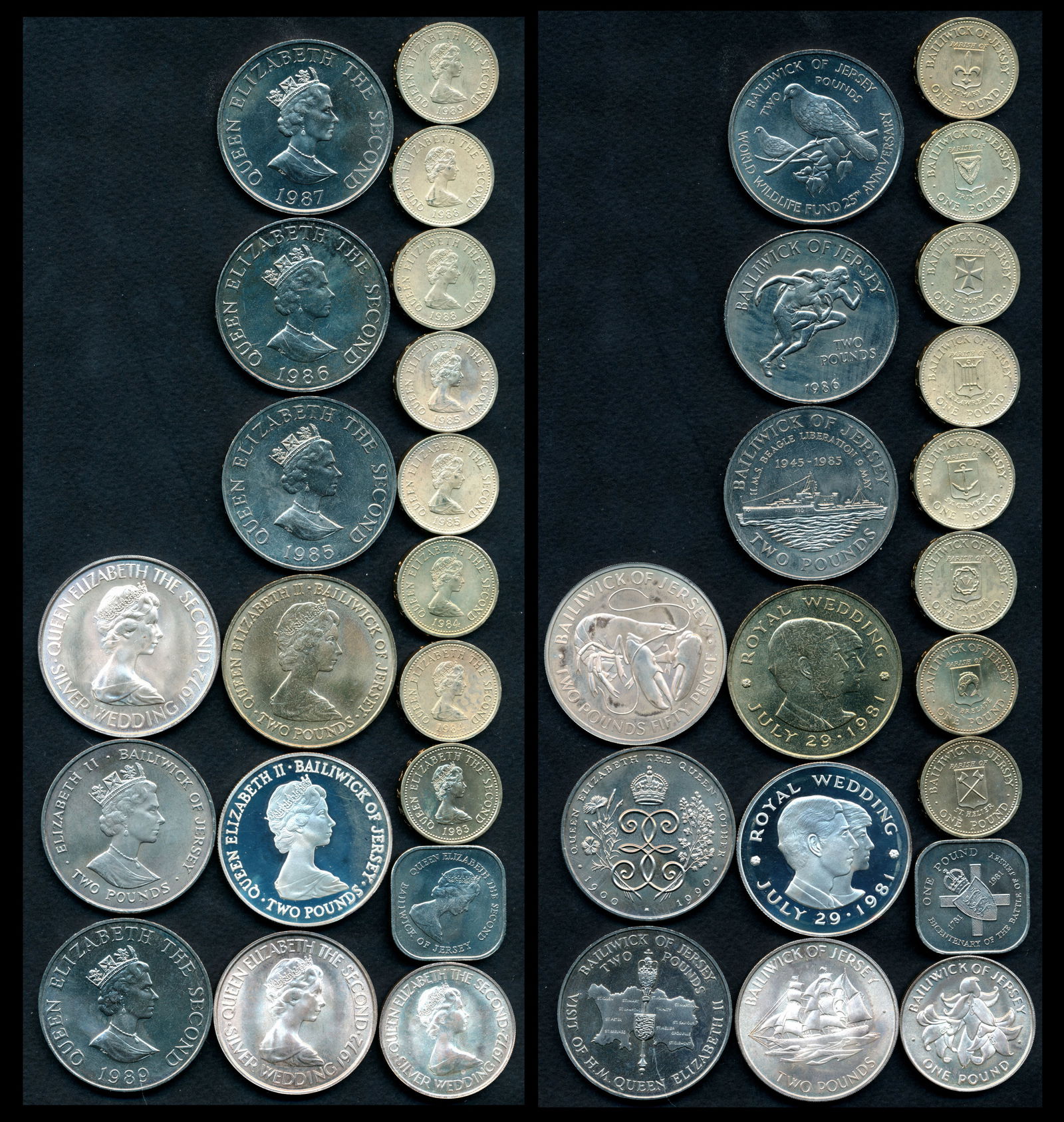 19 Jersey QEII 1 Pound-2-1/2 Pounds 1972-90 (1 of 1)