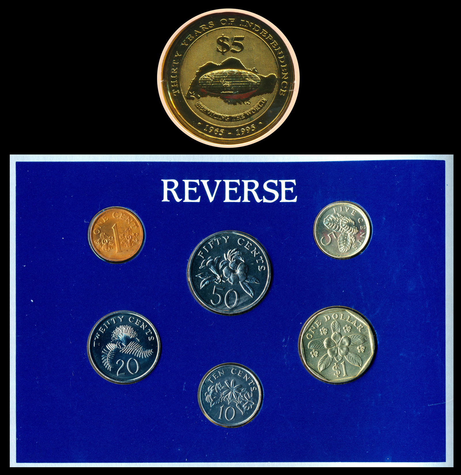 Singapore 1c-$1 1990 $5 1995 (1 of 1)