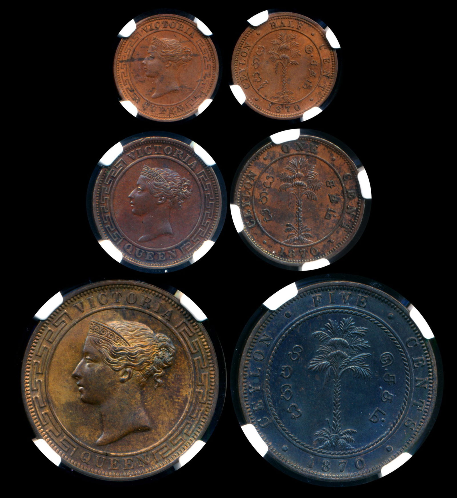 3 Ceylon QV 1/2c-5c 1870 NGC (1 of 1)