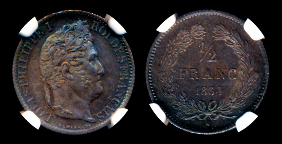 France Louis Philippe 1/2 Franc 1834A NGC (1 of 1)