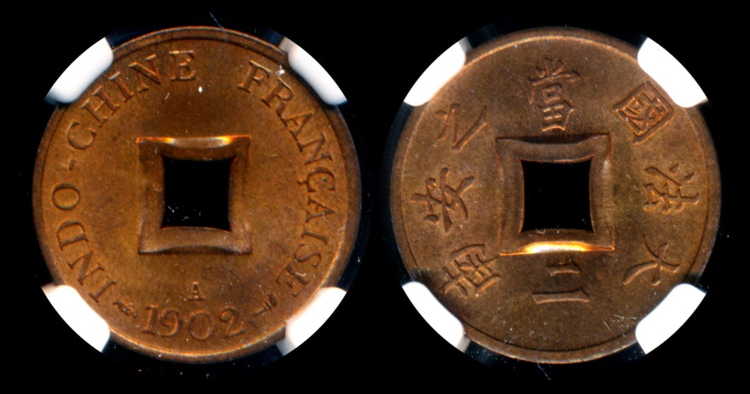 French Indo-China 2 Sapeque 1902A NGC (1 of 1)