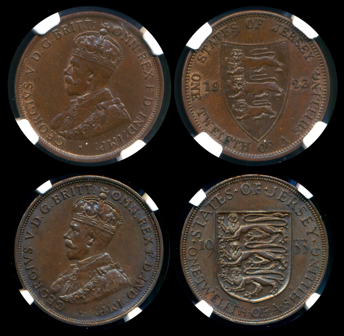 2 Jersey KGV 1/12 Shilling 1923-33 NGC (1 of 1)