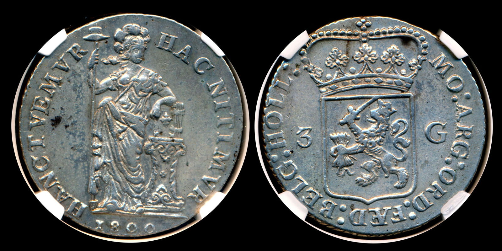 Netherlands Holland 3 Gulden 1800 NGC (1 of 1)