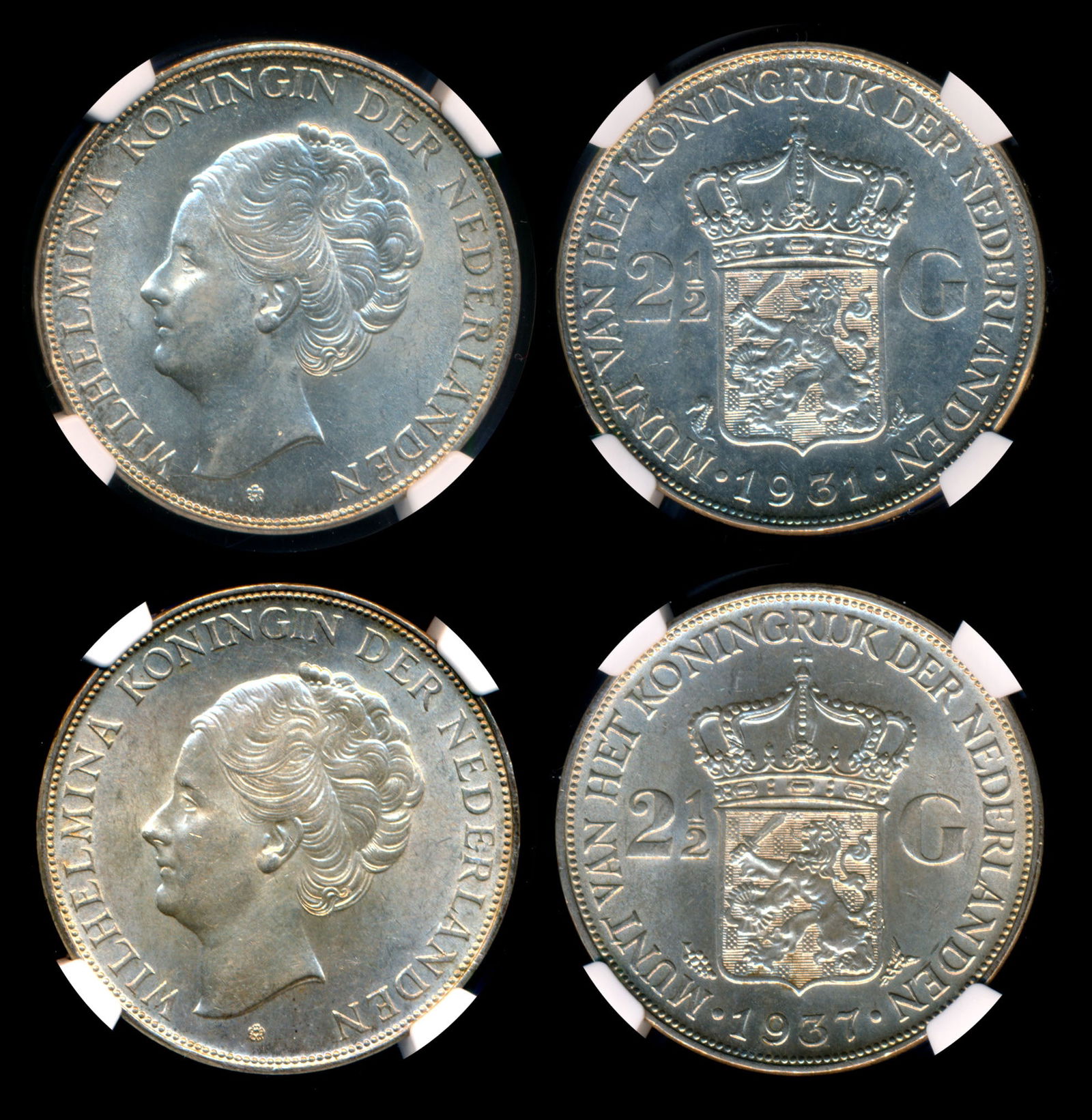2 Netherlands Wilhelmina 2-1/2Gulden 1931-37 (1 of 1)