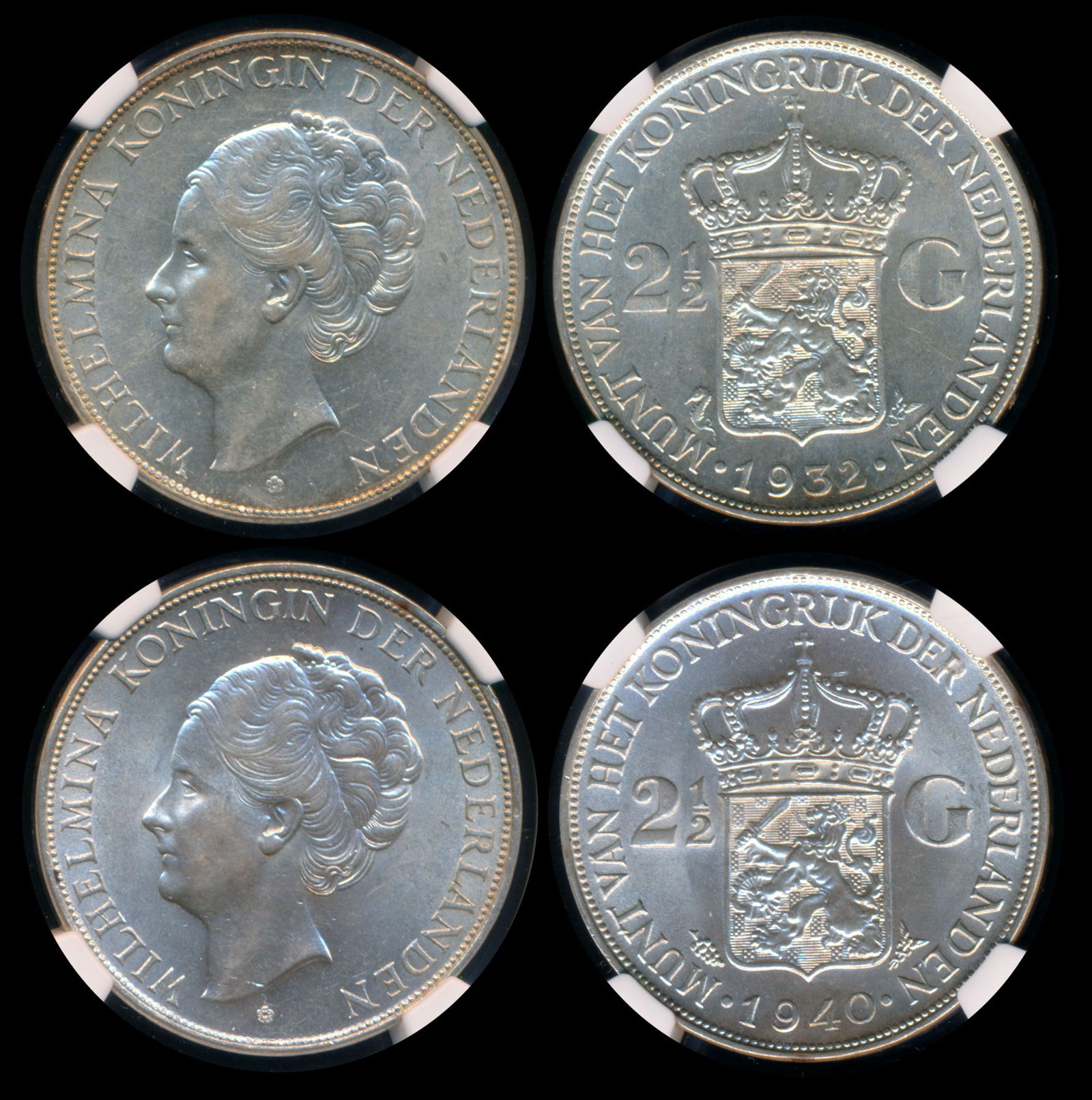 2 Netherlands Wilhelmina 2-1/2Gulden 1932-40 (1 of 1)