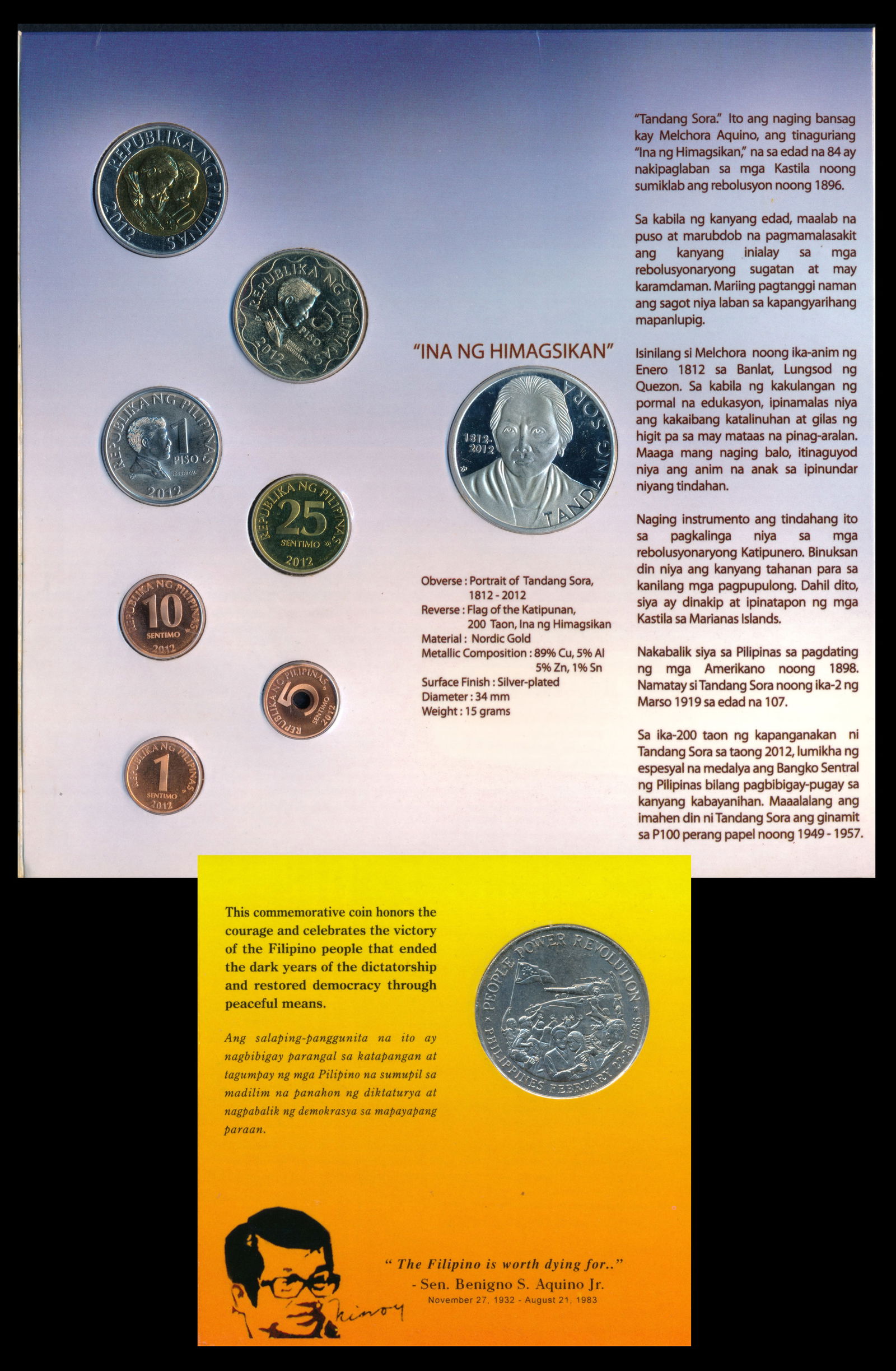 5 sets Philippines 1 Sentimo-10 Piso 2012 (1 of 1)