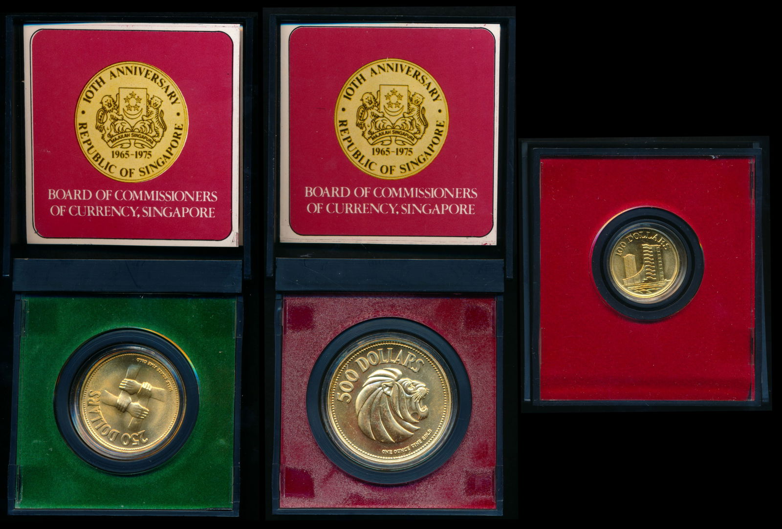 3 Singapore $100-$500 1975 gold unc coins (1 of 1)