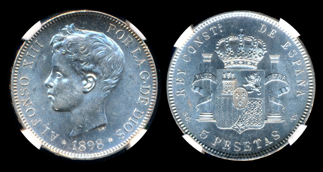 Spain Alfonso XIII 5 Pesetas 1898 (98) SGV (1 of 1)