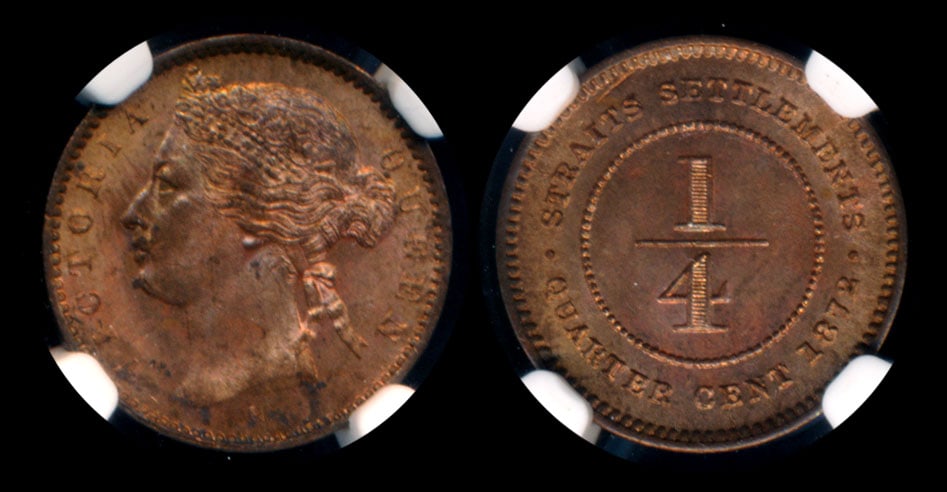 Straits Settlements QV 1/4c 1872H NGC (1 of 1)