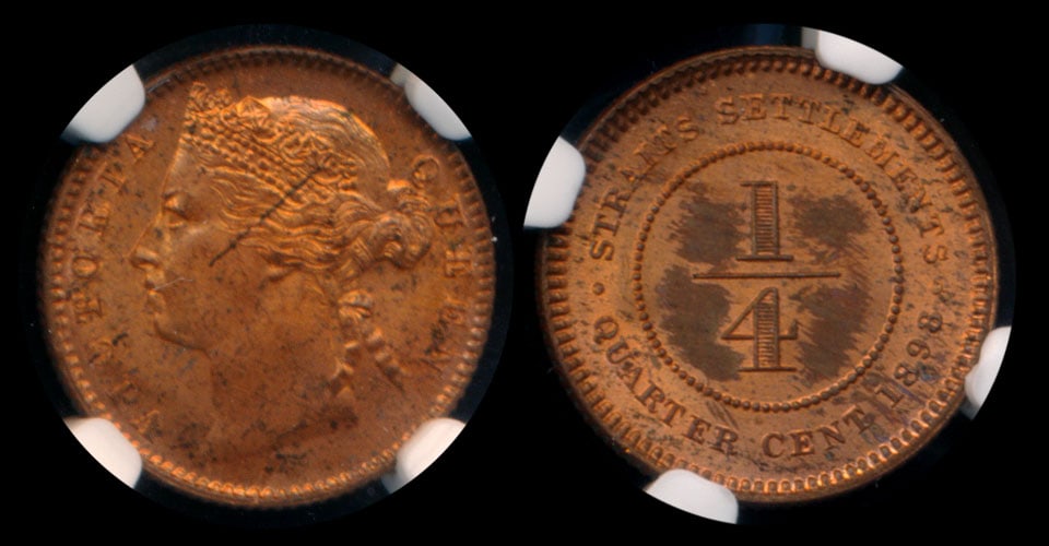 Straits Settlements QV 1/4c 1898 NGC (1 of 1)