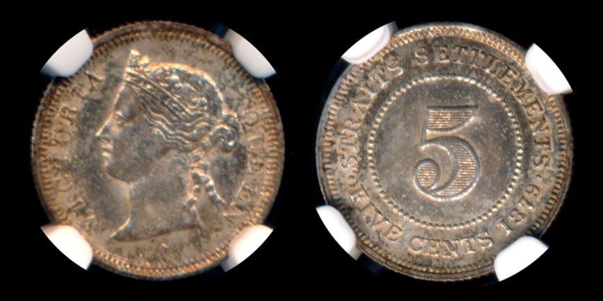 Straits Settlements QV 5c 1879H NGC (1 of 1)