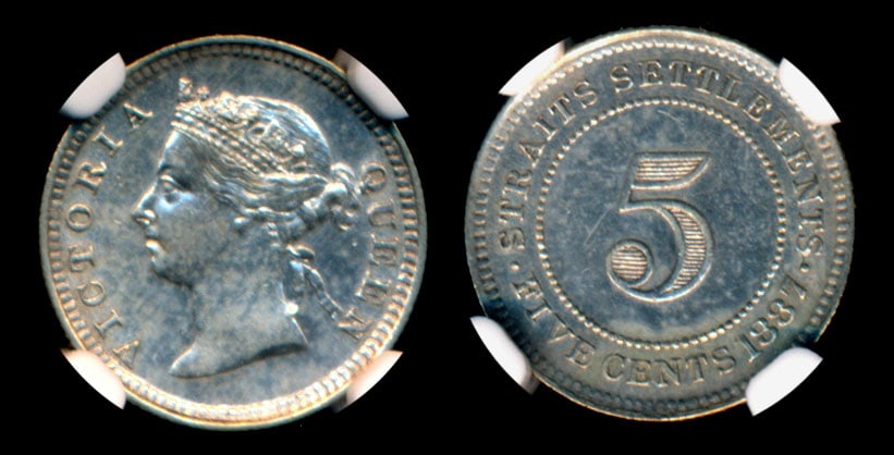 Straits Settlements QV 5c 1887 NGC (1 of 1)