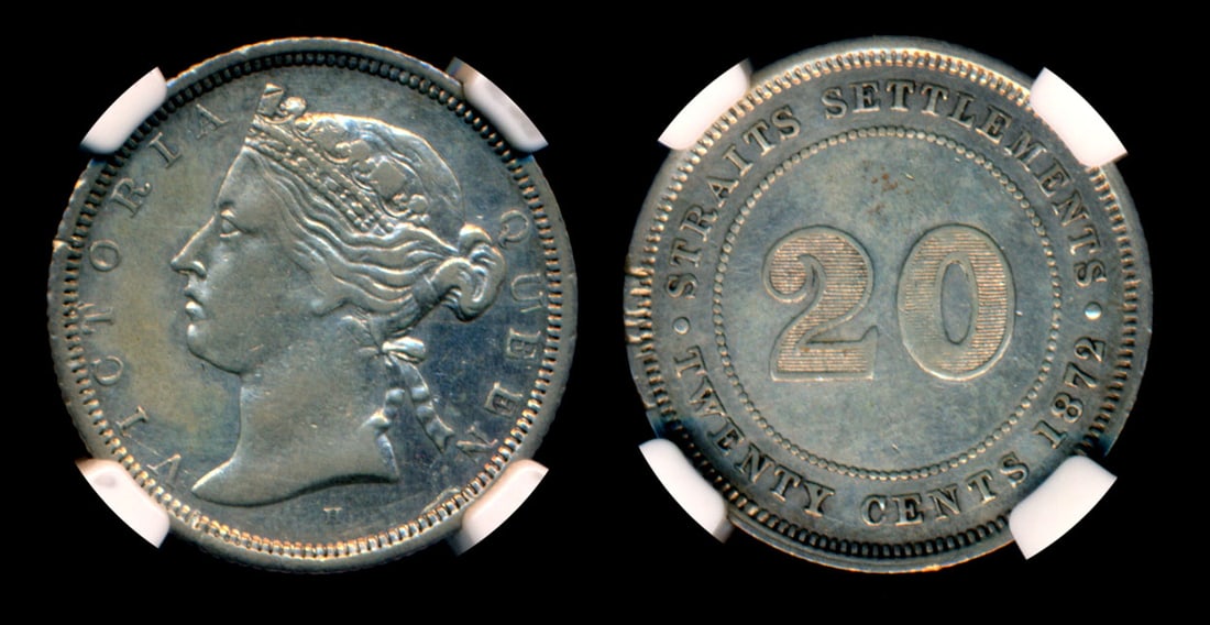 Straits Settlements QV 20c 1872H NGC (1 of 1)