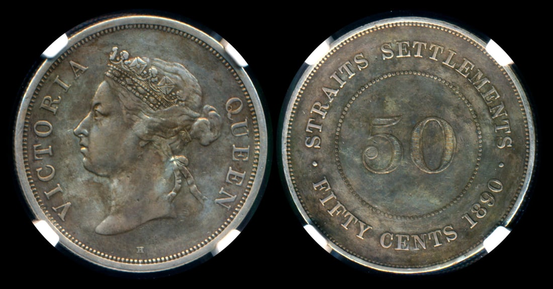 Straits Settlements QV 50c 1890H NGC (1 of 1)