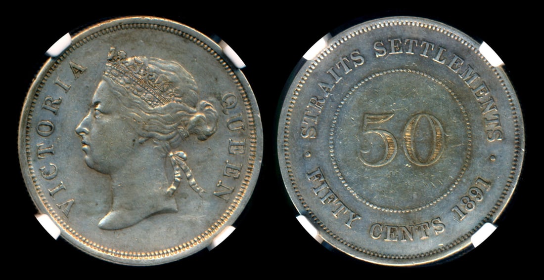 Straits Settlements QV 50c 1891 NGC (1 of 1)