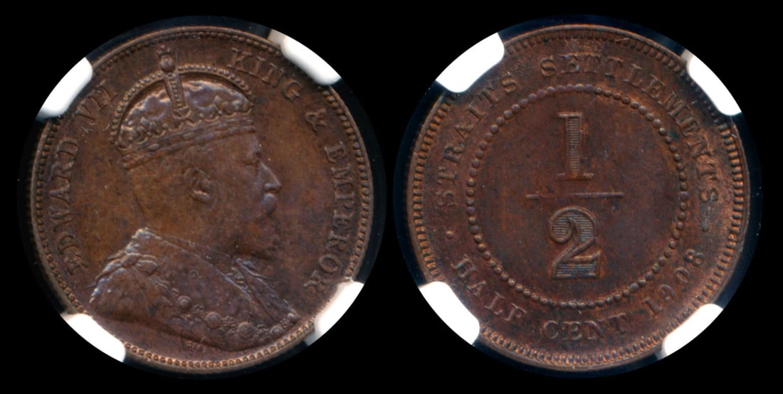 Straits Settlements KEVII 1/2c 1908 NGC (1 of 1)