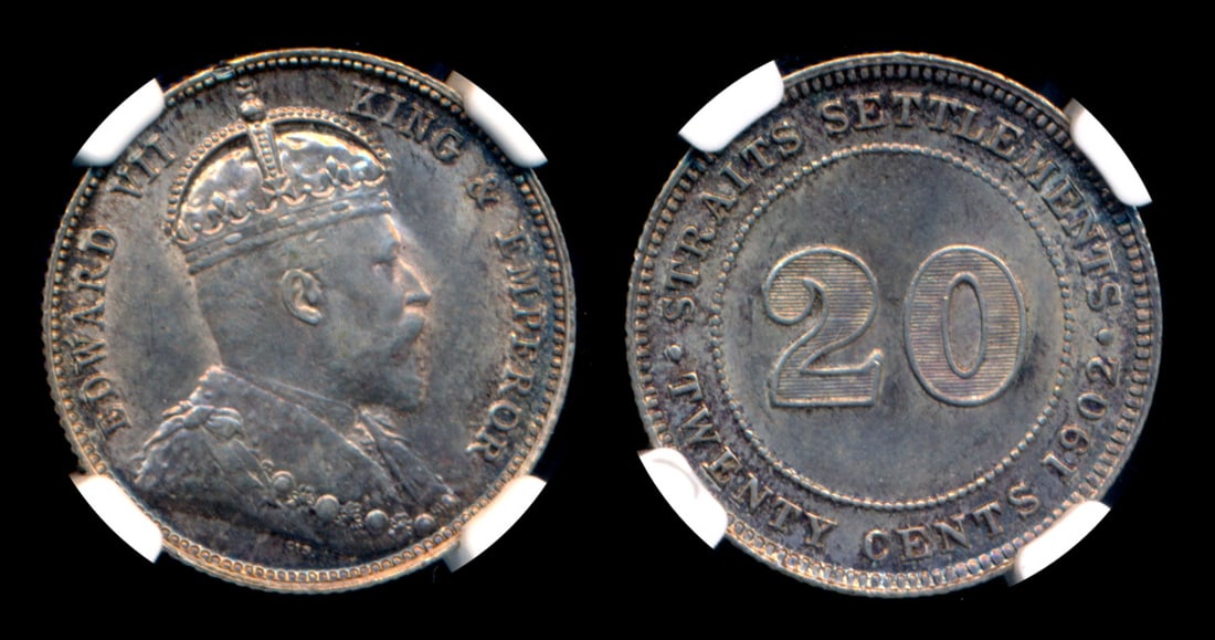 Straits Settlements KEVII 20c 1902 NGC (1 of 1)