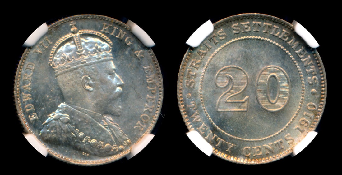 Straits Settlements KEVII 20c 1910B NGC (1 of 1)