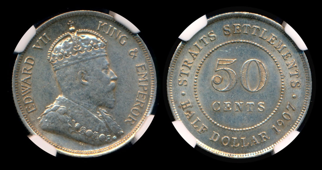 Straits Settlements KEVII 50c 1907 NGC (1 of 1)