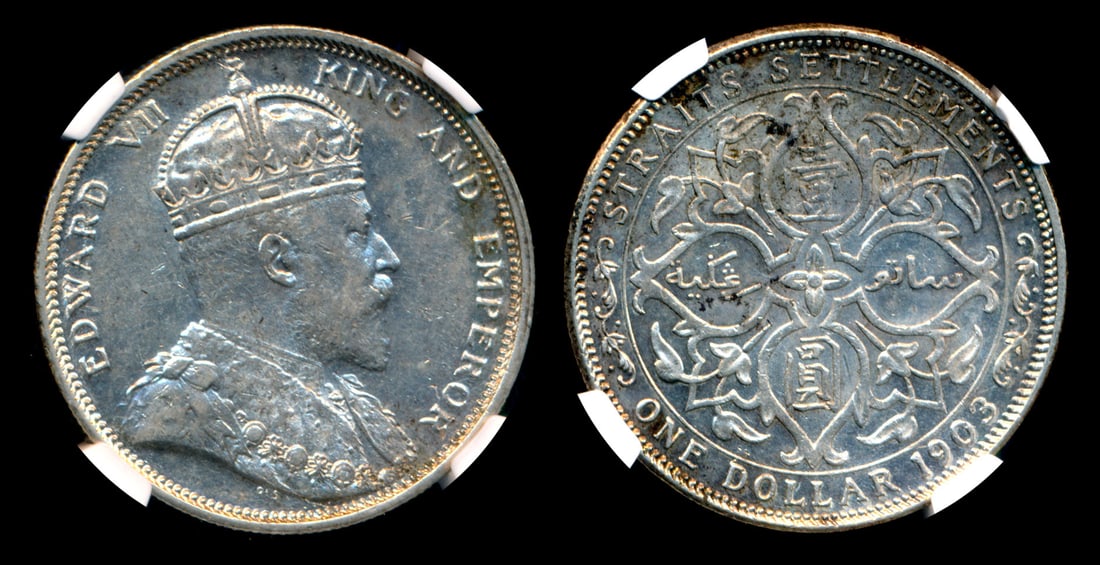 Straits Settlements KEVII $1 1903B incuse B (1 of 1)