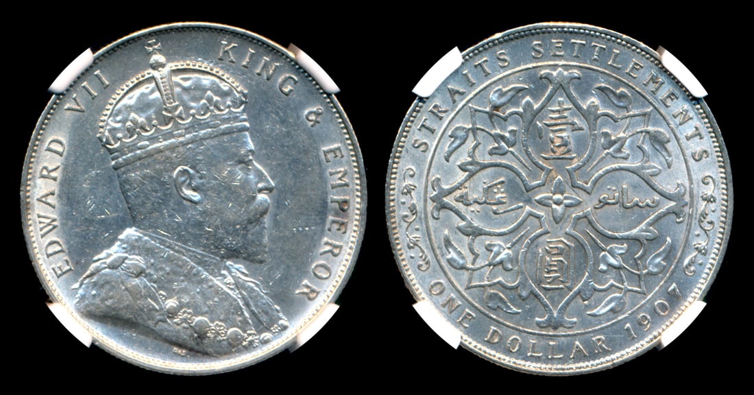 Straits Settlements KEVII $1 1907 NGC (1 of 1)